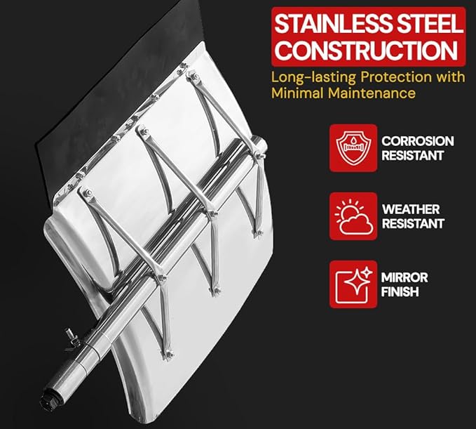 Mytee Products 24" x 24" Stainless Steel Full-Brace Quarter Fender Set for 18-Wheelers & Semi Trailers – Left & Right Pair, Polished Finish with Mounting Kit & Support Rods