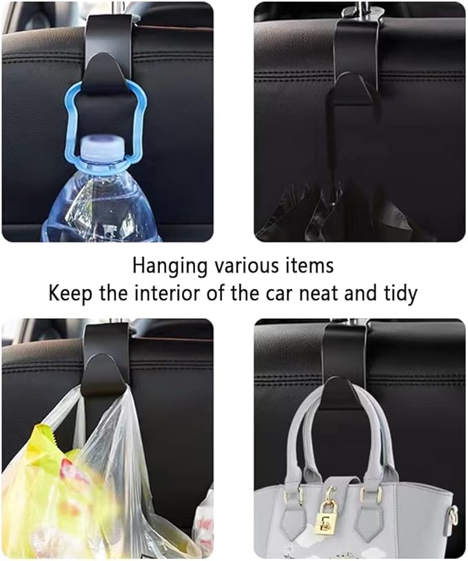 Utility Car Headrest Hidden Hook 33lbMax Car Hooks for Purses & Bags,Hat Holder for Truck Seat Hanger Storage Organizer for Coats,Umbrellas,Grocery Bags,Handbags Universal Car Accessories (Black)