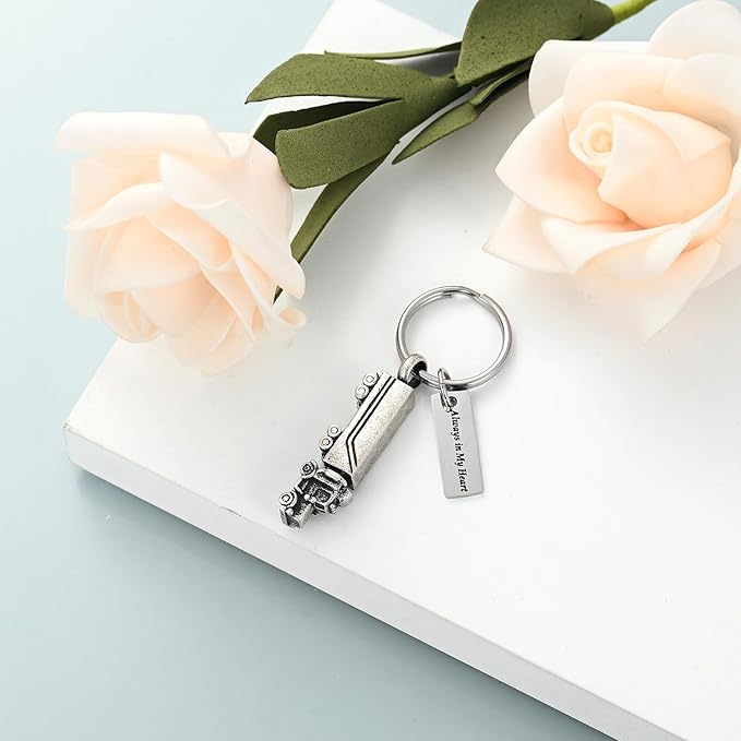 Imrsanl 18 Wheeler Semi Truck Urn Keychain for Ashes for Men Women Memorial Pendant Key Ring Cremation Jewelry Keepsake