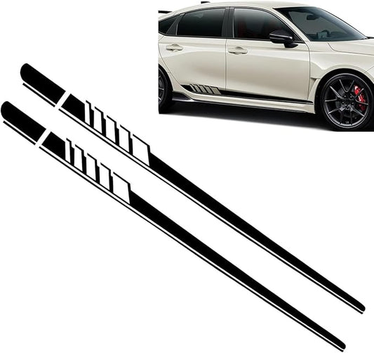 2 PCS Car Side Body Long Stripes Decals, 4.52In x 88.58In Vehicle Side Door Decorative Stripes, Universal Automotive Exterior Stickers Accessories for Most SUV Truck Car (Black)