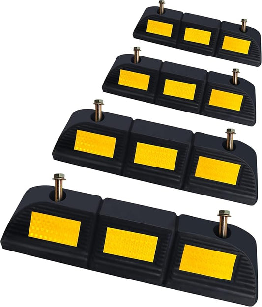 Vacallity 4 Pc 3.5"H Heavy Duty Rubber Wheel Stops Parking Stopper for Garage Parking Aid Durable High-Visibility Tire Blocks Parking Aid Gadgets Tire Stops for Cars Trucks RVs with Bolt Installation