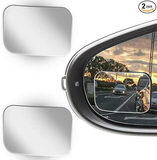 2Pcs Cars Square Blind Spot Mirrors, Car Side Mirror Blindspot Adjustabe Angle 360 Degree Wide Angle Convex RearView Removable for Enhanced Safety Universal Accessories for Suvs RVs Trucks