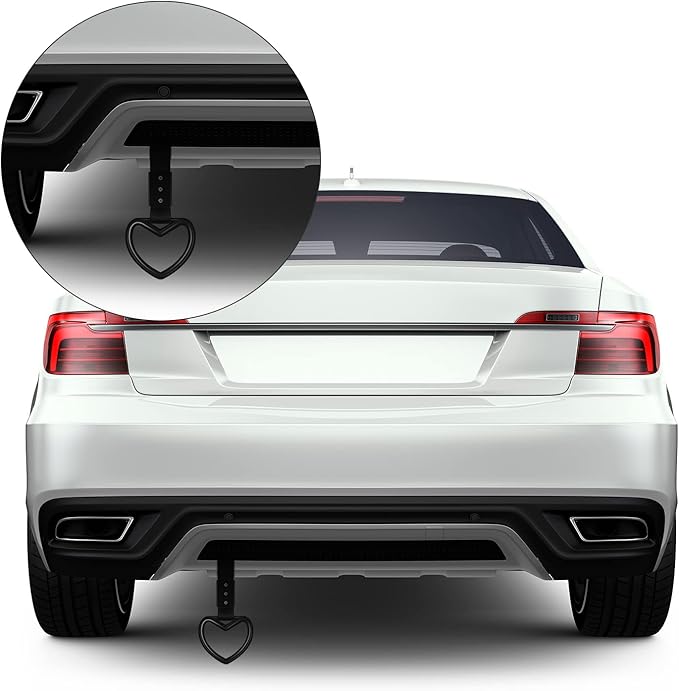 2 Pieces Rings Heart Shaped Car Handle Straps Drift Charm Rear Bumper Warning Ring Decor Subway Bus Broken Heart Handle for Car Interior (Black, White)