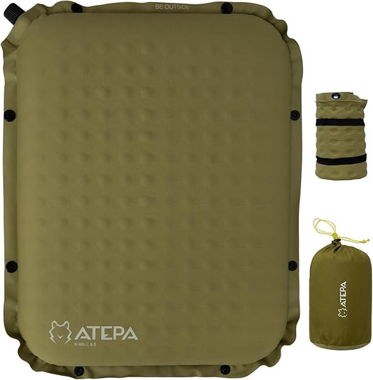 ATEPA Inflatable Seat Cushion, Compact Self-Inflating Seat Cushion for Stadium Airplane Air Travel Bleacher Camping, Blow Up Foam Seat Pad for Outdoor Sports Events Backpacking Hiking Sitting