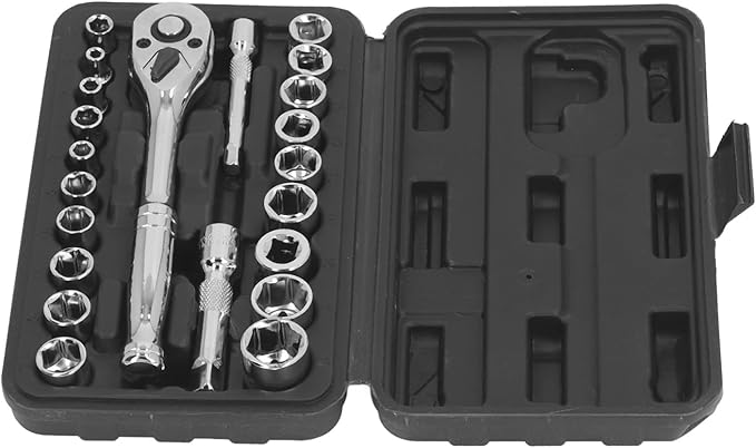 46 Piece Automotive Repair Kit, 72 Teeth Reversible Ratchet Wrench, Vanadium Steel, Quick Release, for Car Maintenance and DIY Repairs