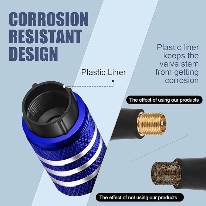Tire Valve Stem Cap Cover - (5 Pack) Tire Air Cap Corrosion Resistant Christmas Reindeer Antler Antlers Auto Accessories Decoration for Car Truck Bike Blue