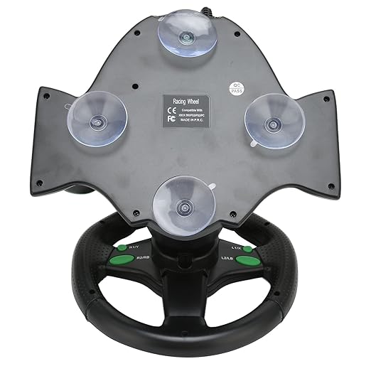 070 PC Steering Wheel, 180 Degree Car Racing Driving Wheel, Strong Suction Game Racing Wheel with Spring Loaded Pedal, for Racing Game, 360, PS3, PS2, PC