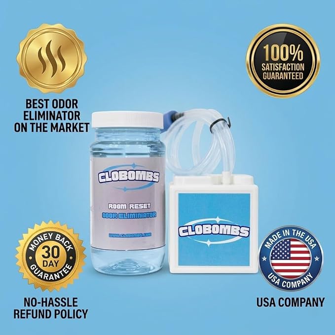 Odor Eliminator for Home - Advanced Chlorine Dioxide Odor Removal Kit Neutralizes Smoke, Pet Urine, Mildew & Skunk in 1 Hour - 400 Sq Ft Includes Bubbler