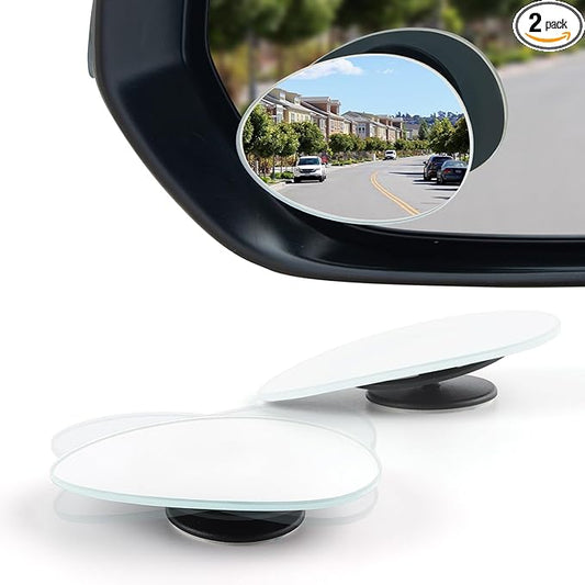 LivTee Blind Spot Mirror, Oval HD Glass Frameless Convex Rear View Mirror with wide angle Adjustable Stick for Cars SUV and Trucks, Pack of 2