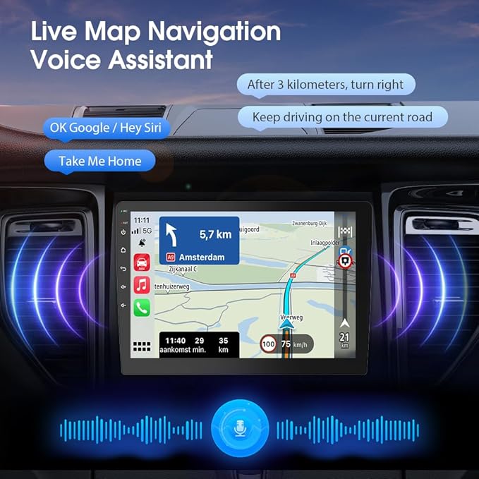 Haudio 10.1 Inch Carplay Screen for Car,8 cores Radio Screen with Wireless CarPlay and Android Auto,Car Stereo with Mirror Link,Double Din Autoradio with Backup Camera,FM,Aux Input Car Audio