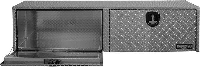 Buyers Products 1701551 Silver Aluminum Diamond Tread Topsider Truck Tool Box, 72x13x16 Inch, Made in USA, Professional Grade, Heavy Duty, Corrosion Resistant, Dual Drop Doors, Compression Latch