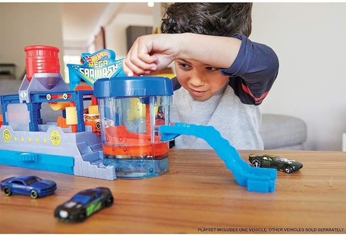 Hot Wheels FTB66 City Mega Car Wash Connectable Play Set with Diecast & Mini Toy Car