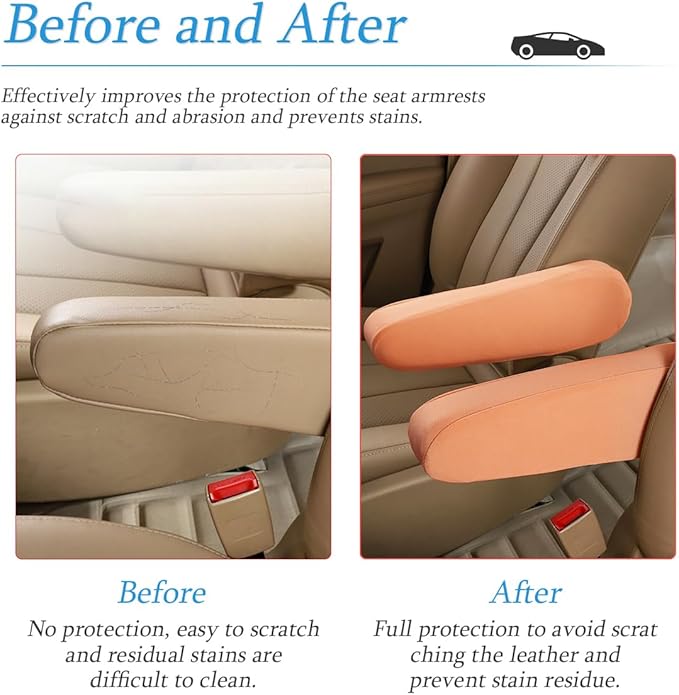 AUCELI 2 Pcs Car Front Seat Armrest Covers, Cloth Fabric Armrest Protectors, Direct Replacement Center Console Lid Armrest Cover Skin, Universal Accessories for Car, SUV, Truck and Van (Light Orange)