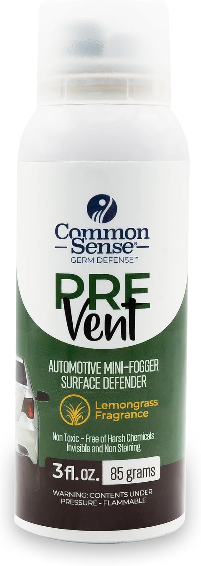 PreVent Car Fogger Deodorizing Air Refresher by Smart Common Sense, Long-Lasting Odor Control Spray for Vehicles, Lemongrass Fragrance, 3 fl. Oz