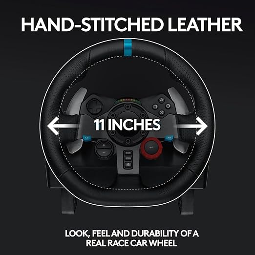 Logitech G29 Driving Force Racing Wheel and Floor Pedals, Real Force Feedback, Leather Steering Wheel Cover for PS5, PS4, PC, Mac - Black (Renewed)
