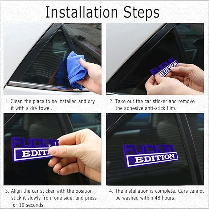 Fuck IT Edition Emblem, Car Exterior Emblems Badge 3D Sticker Decal, Fuck-IT Edition Emblem 3D Fender Badge Decal, 3D Fender Badge Decal Car Truck Replacement, Fit for All Cars (Blue White)