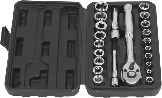 46 Piece Automotive Repair Kit, 72 Teeth Reversible Ratchet Wrench, Vanadium Steel, Quick Release, for Car Maintenance and DIY Repairs