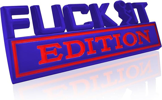 Fuck IT Edition Emblem, Car Exterior Emblems Badge 3D Sticker Decal, Fuck-IT Edition Emblem 3D Fender Badge Decal, 3D Fender Badge Decal Car Truck Replacement, Fit for All Cars (Blue Red)