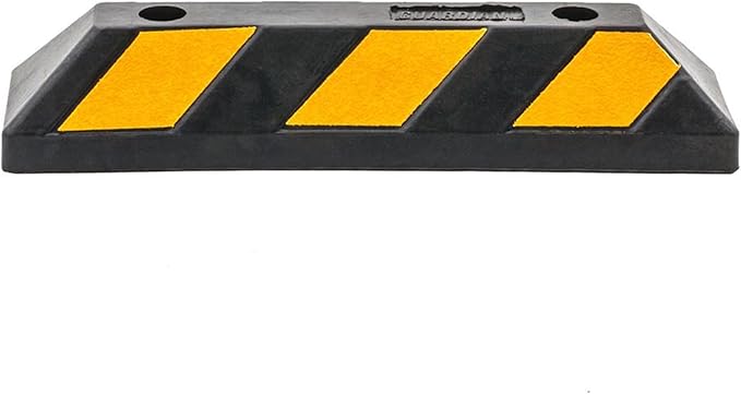 Guardian 4 Pack Parking Stop, 2 Foot Long Flexible Rubber Curb, Highly Visible Accessory with Mounting Holes for Job Sites and Garages, Black/Yellow