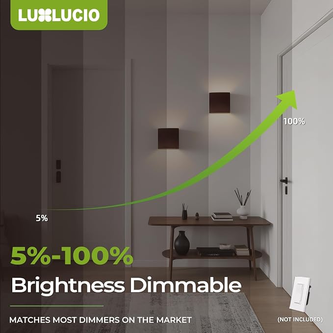 Indoor Outdoor Brown Up and Down Wall Sconce, 5%-100% Dimmable 18W, 5 Color Temperature Selectable (2700K-5000K), Modern Lighting for Living Room/Porch, CRI90+, 120V-277V, ETL FCC Certified