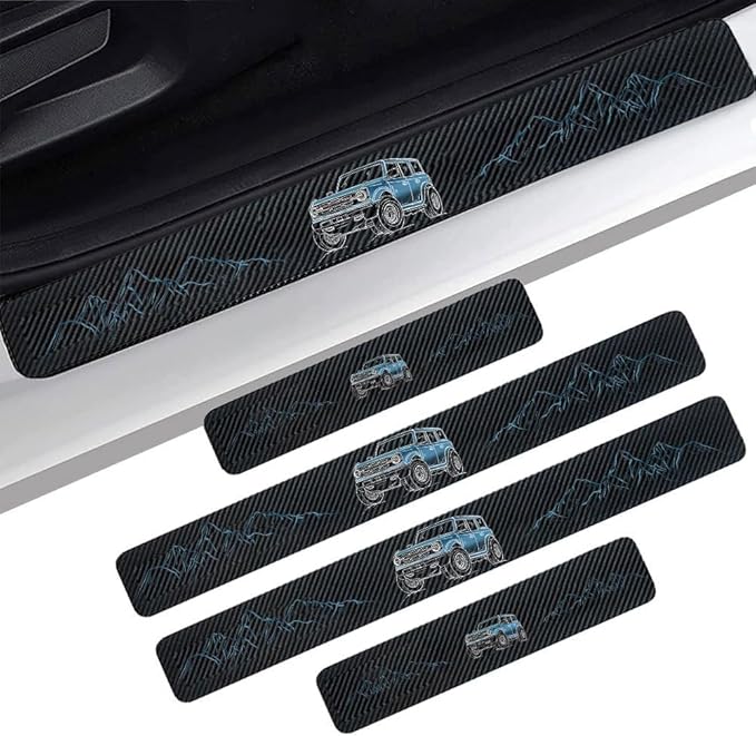 4PCS Carbon Fiber Door Sill Protectors Front/Rear Anti-Scratch Entry Guard (door-area51)