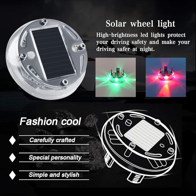 Sidaqi Solar Energy Car Wheel Hub Lamp LED Tire Lights with Motion Sensors - 4PCS Colorful Decorative Waterproof LED Wheel Lights for Cars, Motorcycles, Bicycles