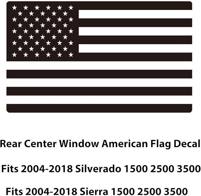Zxiaochun Rear Middle Window American Flag Decal for Chevy Silverado/GMC Sierra 2004-2016 2017 2018 Back Sliding Center Window Glass USA Flag Vinyl Sticker Exterior Accessories(Matte Black)