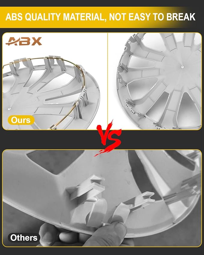 ABX Hubcap Wheel Covers Hub Caps 16 Inch Set of 4 Silver Universal Wheel Rim Cover R16 Stylish Car Decor Wheel Covers for Toyota Camry Nissan Mazda (silver-04, 16 inch)