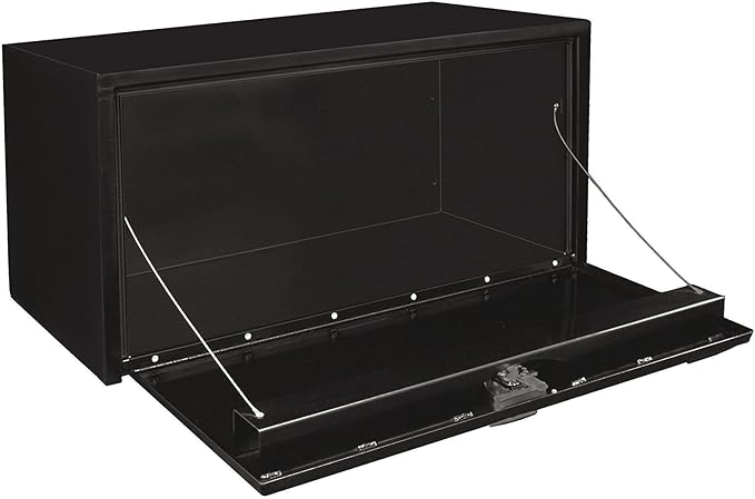 Buyers Products 1702303 Black Steel Underbody Truck Tool Box – 18 x 18 x 30 Inch - Truck Bed & Underbelly RV Storage Box, Locking T-Latch, Weather-Resistant, Heavy-Duty Flatbed Job Box, Made in USA