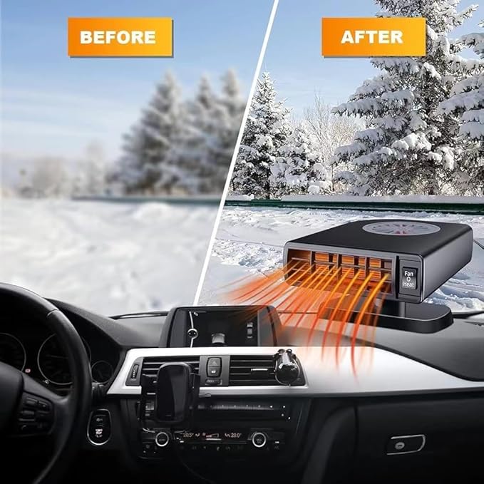Portable Car Heater Fan, Car Defroster Defogger Heater, 2 in 1 Heating and Cooling Anti-Fog, 360 °Rotatable Windshield Demister Defroster Plug in Cigarette Lighter 12V 150W
