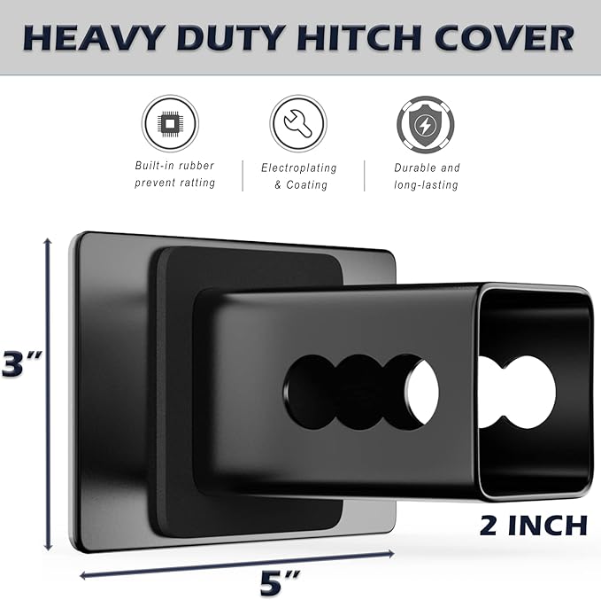 Chrome Line American Flag Metal Trailer Hitch Cover for 2" inch Receivers, Tow Hitch Cover for Trucks Cars SUV (Chrome with Blue Line)