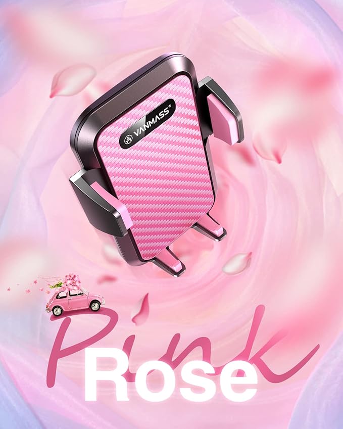 VANMASS【85+LBS Strongest Suction & Military-Grade Ultimate Car Phone Mount【Patent & Safety Certs】 Cell Phone Holder for Dash Windshield Vent for iPhone 17 Pro Max Automobile Accessory Kits,Light Pink