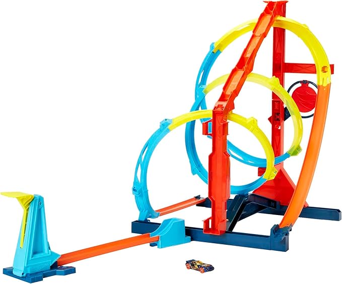 Hot Wheels Toy Car Track Set, Track Builder Unlimited Corkscrew Twist Kit Playset & 1:64 Scale Vehicle, 2 Ways to Race, Connects to Other Tracks