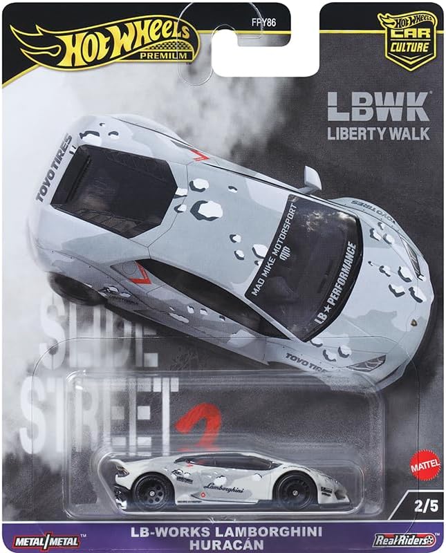 Hot Wheels 2024 Car Culture Slide Street 2 – 5-Pack (FPY86-959H) | Nissan Z, Lamborghini Huracán, GR Corolla, 240SX, Mustang RTR | 1:64 Die-Cast Vehicles for Collectors & Kids Ages 3+