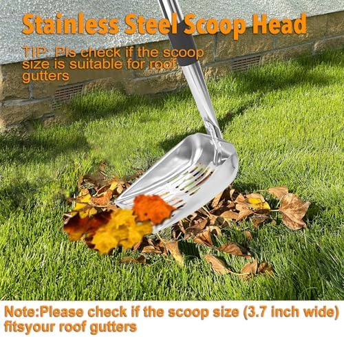 13.12FT Adjustable Gutter Cleaning Tool with Replaceable Brush Rake Scoop