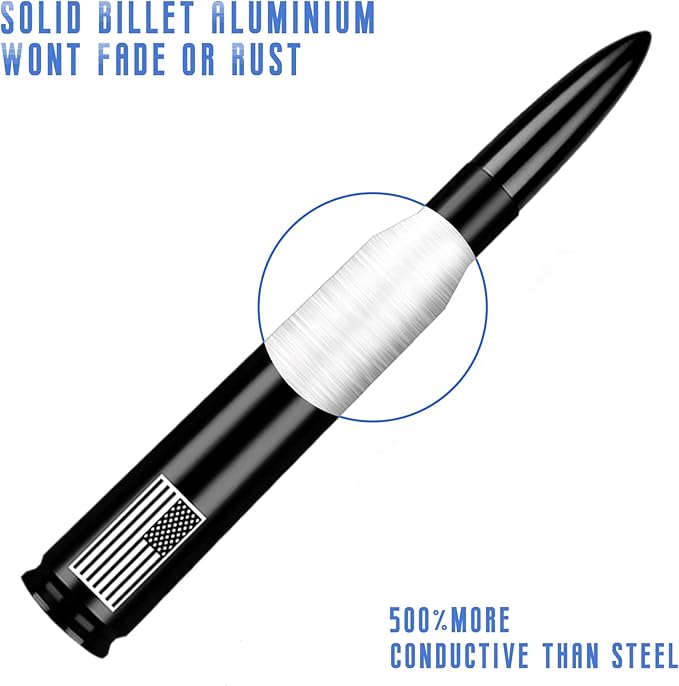 American Flag Car Truck Antenna with Valve Stem Caps, Universal Antenna Mast for GM Chevy Silverado 1500 2500 3500 HD Avalanche Ford F150 F250 F350 Denali Heavy Duty Pickup Trucks Accessories (Gold)
