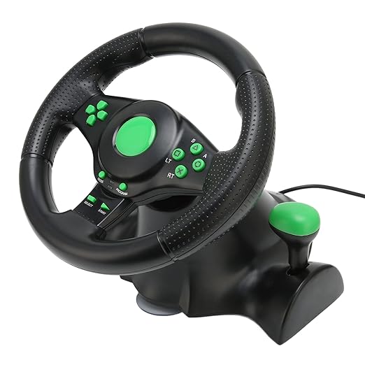 EBTOOLS PC Racing Wheel, 180 Degree Rotation Car Race Steering Driving Wheel with Pedal, Applicable for 360, for, for, PC