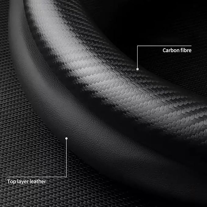 Fit Mercedes Benz Leather Steering Wheel Cover,Stylish Nappa Leather Carbon Fiber Texture Protector 15inch Fit Mercedes Benz A C E S Class Series GLK CLA GLA GLC GLE CLS SLK Accessories