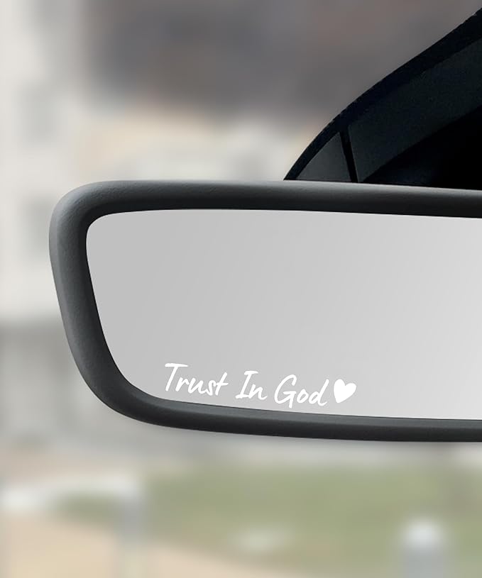 SCUARI 4PCS Car Stickers,Cars Decals,Car Accessories Trust in God Rearview Mirror Sticker,Trust in God Mirror Decals,Suitable for Most Cars, Trucks, Motorcycles, SUVs (White)