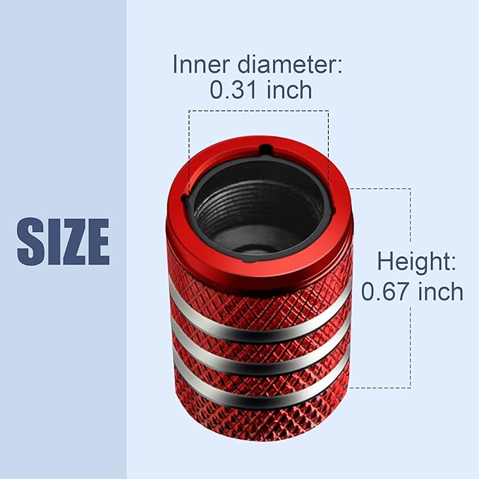 Tire Valve Stem Cap Cover - (5 Pack) Tire Air Cap Metal with Plastic Liner Corrosion Resistant Leak-Proof Halloween Pumpkin Car Decoration Accessories Red