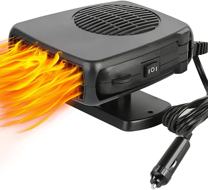 12V Portable Car Heater & Defroster - 150W, Plugs into Cigarette Lighter, 2-in-1 Heating & Cooling for Quick Anti-Fog Warmth, Demister for Car/Vehicle/Truck/SUV