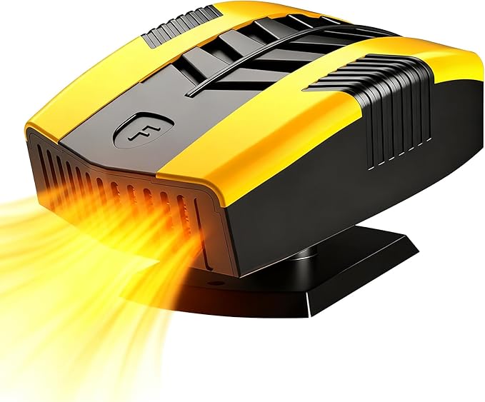 2026 Portable Car Heaters for Vehicle, Car Heater That Plugs Into Cigarette Lighte, Portable Heater for Car, 2 in 1 Fast Heating & Cooling 360° Rotatable Car Defroster Windshield Heater Yellow