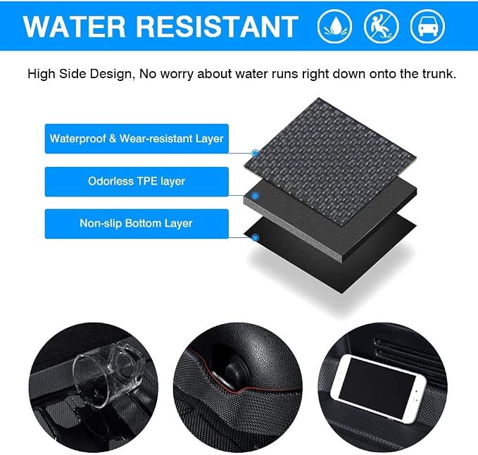 Cherokee Cargo Liners - All-Weather Protection Rear Cargo Trunk Tray Floor Mats Compatible with 2014-2018 Jeep Cherokee,NOT for Grand Cherokee， 3D Modeling Waterproof Durable Accessories Custom-Fit