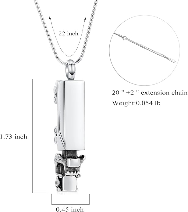 Urn Necklace for Ashes 18 Wheeler Semi Truck Cremation Jewelry for Men Memorial Urn Pendant Ashes Locket Necklace Keepsake Gifts