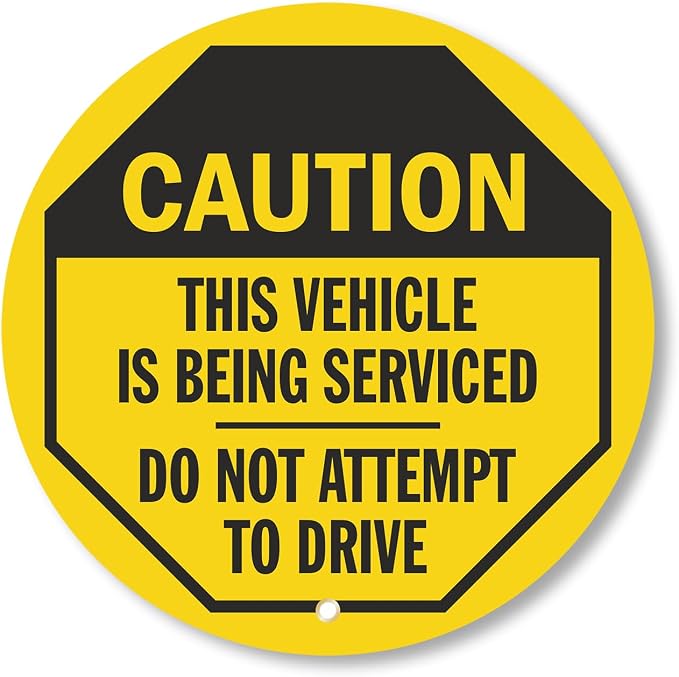 SmartSign Caution - This Vehicle is Being Serviced, Do Not Attempt to Drive Steering Wheel Lock Out Cover | 20" x 20", Made in USA