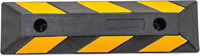 Guardian 10 Pack Parking Stop, 2 Foot Long Flexible Rubber Curb, Highly Visible Accessory with Mounting Holes for Job Sites and Garages, Black/Yellow