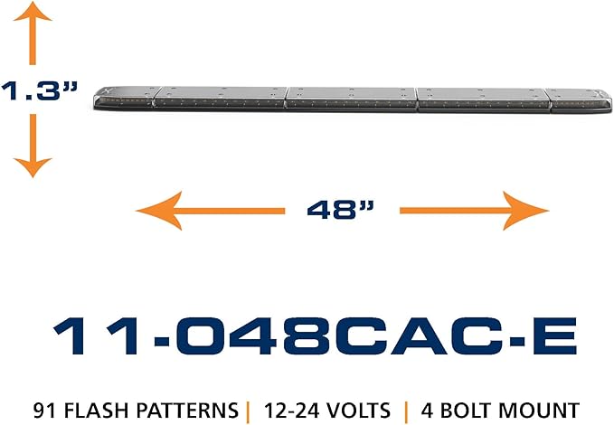 ECCO LED Light Bar 48 Inch Single Row Flood Beam Amber White 99W LED Off Road Lights for Trucks Commercial Vehicles, 5 Year Warranty