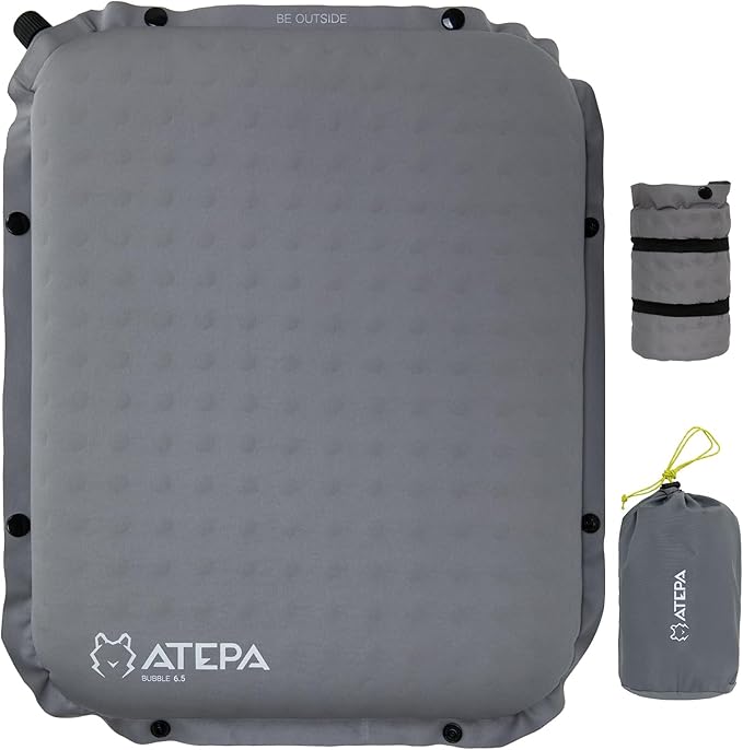ATEPA Inflatable Seat Cushion, Compact Self-Inflating Seat Cushion for Stadium Airplane Air Travel Bleacher Camping, Blow Up Foam Seat Pad for Outdoor Sports Events Backpacking Hiking Sitting