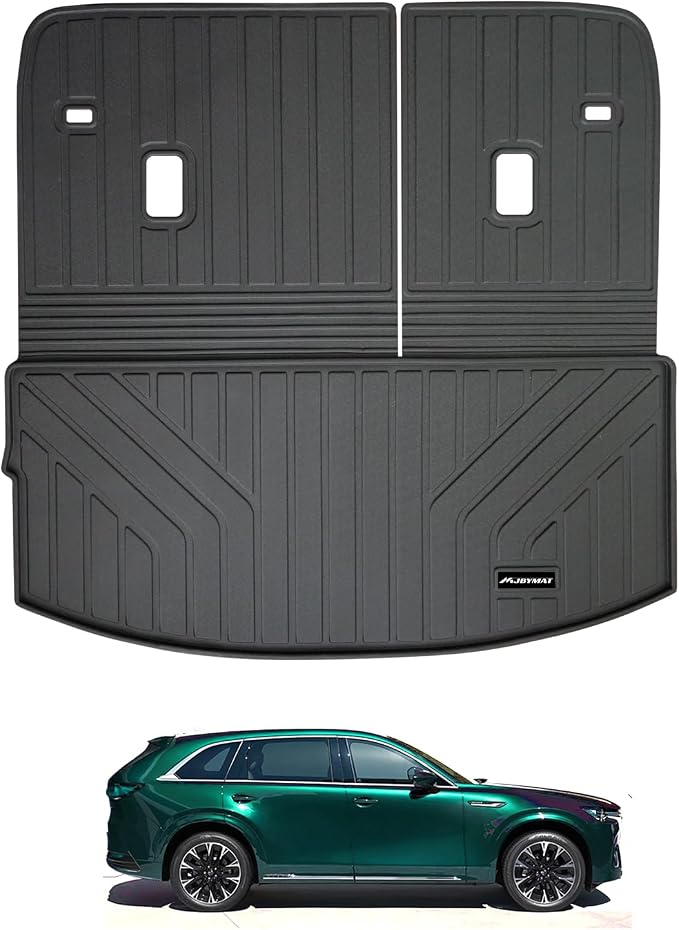 Large Cargo Liners for 2024 2025 2026 Mazda CX90 CX-90 7/8 Seats (Not for 6 Seats) (40/60 Split Folded),TPE All Weather Protection Car Trunk Mat Covering The Backrest Mat Accessories