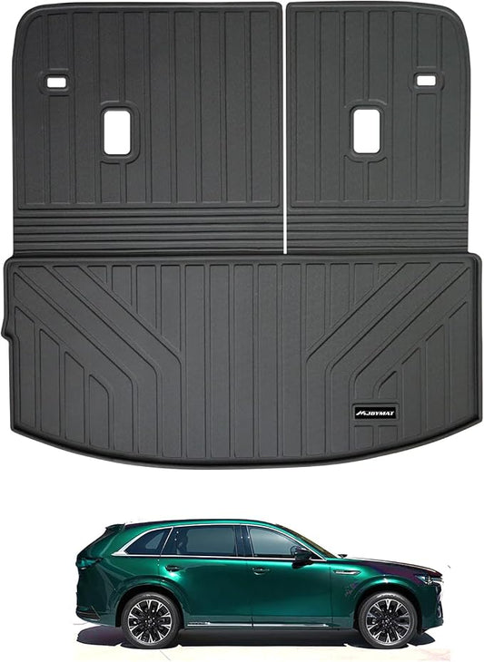 Large Cargo Liners for 2024 2025 2026 Mazda CX90 CX-90 7/8 Seats (Not for 6 Seats) (40/60 Split Folded),TPE All Weather Protection Car Trunk Mat Covering The Backrest Mat Accessories